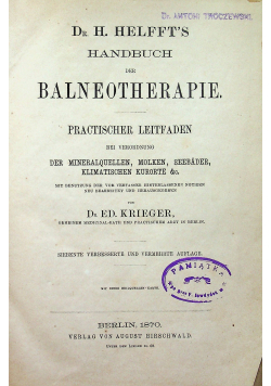Handbuch der Balneotherapie 1870 r