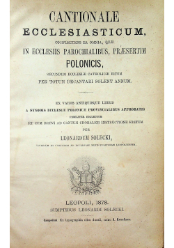 Cantionale Ecclesiasticum 1878 r.