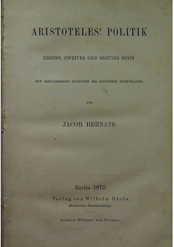 Aristoteles Polityk 1872 r.