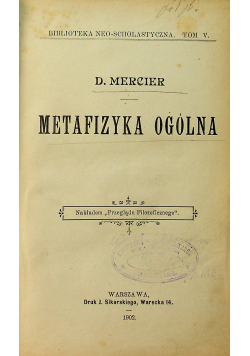 Metafizyka ogólna 1902 r