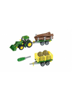 Traktor John Deere do skręcania z 2 przyczepami