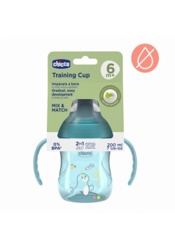 Kubek z twardym ustnikiem 200ml turkusowy 6m+