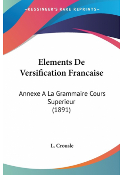 Elements De Versification Francaise