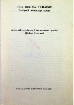 Rok 1863 na Ukrainie pamiętnik nieznanego autora
