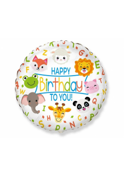 Balon foliowy Happy Birthday zwierzątka 48cm