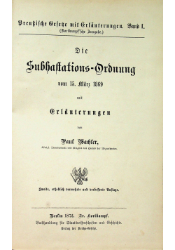Die Subhaltations Ordnung 1872r