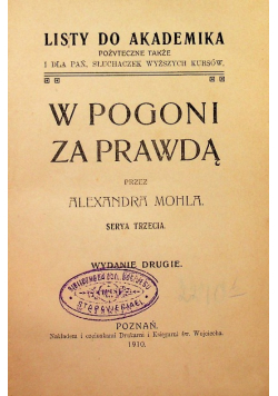 W pogoni za prawdą. Serya Trzecia, 1910 r.