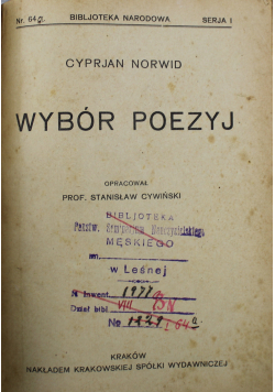 Wybór poezyj Norwida 1924 r.