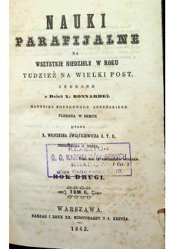 Nauki parafialne 2 tomy 1862r