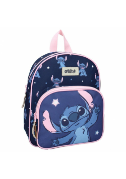 Plecak przedszkolny z kieszenią Stitch granatowy