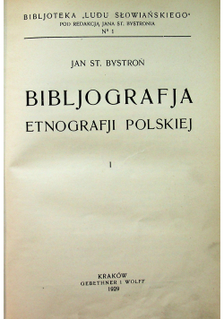 Bibljografja etnografji polskiej I 1929 r