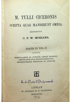 M Tulli ciceronis scripta quae manserunt omnia 1898 r