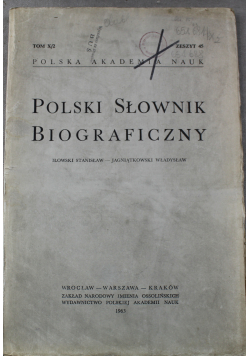 Polski słownik biograficzny tom X/2 zeszyt 45
