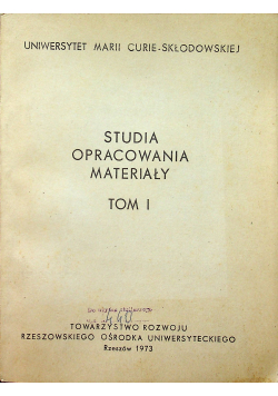 Studia opracowania materiały tom I