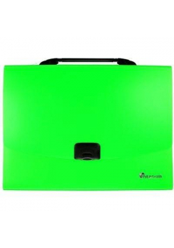 Teczka A4 z rączką 12 przegródek fluo zielona