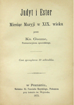 Judyt i Ester 1875 r / Rozmyślania majowe 1893 r