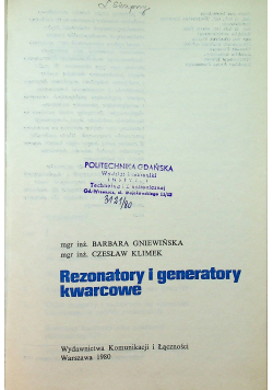 Rezonatory i generatory kwarcowe
