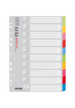 Przekładki Office Products A4 karton 223x297mm 10 kart mix kolorów
