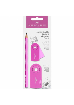 Zestaw Jumbo Sparkle olowek+ temper+gumka różowy