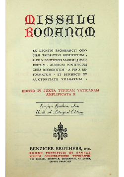 Missale Romanum Editio IV Juxta Typiam Vaticanam Amplificata II ok 1945 r