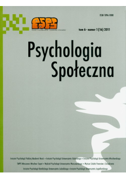 Psychologia społeczna Tom 6 Numer 1(16) 2011