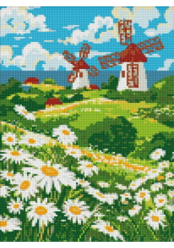 Diamentowa mozaika bez ramy - Pole stokrotek 30x40