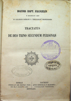 Tractatus de deo trino secundum personas  1869 r.