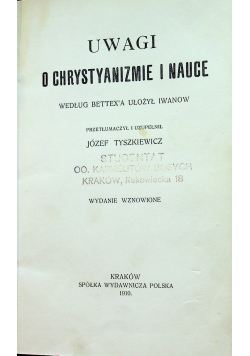 Uwagi o Chrystyanizmie i nauce 1910 r.