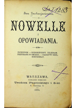 Nowele i opowiadania 1884 r.