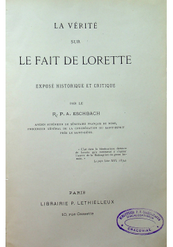 La verite sur le Fait de Lorette 1909 r.