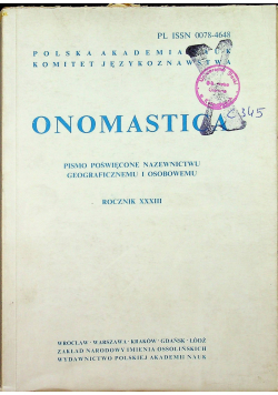 Onomastica rocznik XXXIII