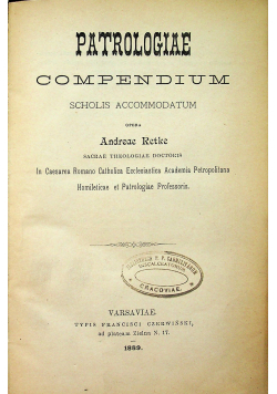 Patrologiae Compendium scholis accommodatum 1889 r.