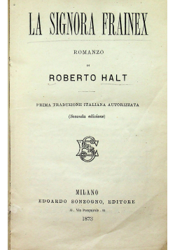 La signora frainex romanzo 1873 r