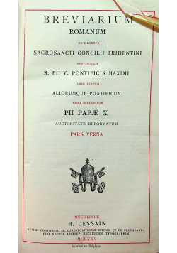 Breviarium Romanum Pars Verna 1925 r.