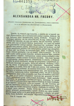 Aleksandra Hr Fredry  Biblioteka warszwska 1876 r