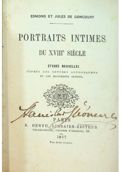 Portraits Intimes Du Xviiie Siecle 1857 r.