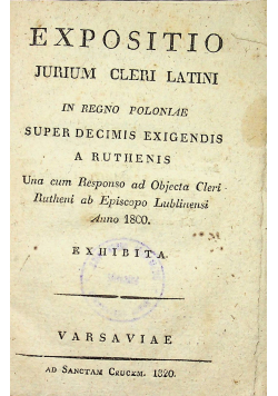 Expositio jurium cleri latini 1820 r