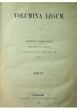 Volumina legum Tom IV 1859 r.