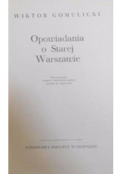 Opowiadania o starej Warszawie