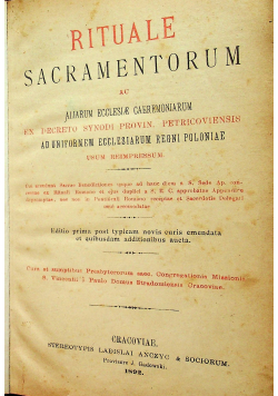 Rituale Sacramentorum Cracoviae 1892r
