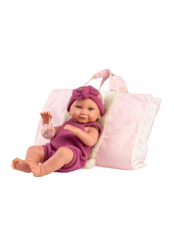 Lalka winylowa bobas Nica w różowym śpiworku 40cm