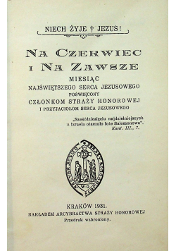 Na czerwiec i na zawsze, 1931 r.