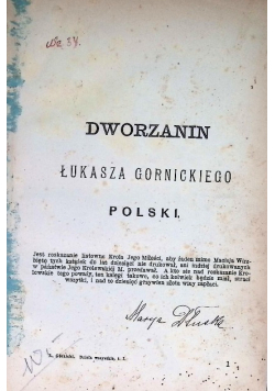 Dzieła wszystkie tom I Dworzanin Polski 1886r.