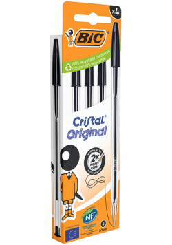 Długopis Cristal Original BIC czarny pouch 4 szt.