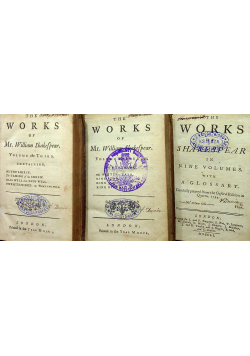 The Works of William Shakespear 3 tomy ok 1751 r.