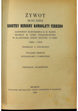 Żywot Sługi Bożej Siostry Benigny Konsolaty Ferreo 1930r.