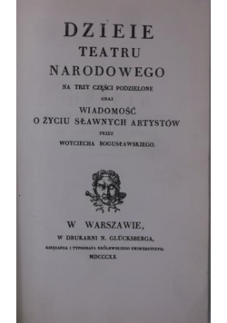 Dzieje teatru narodowego przez a ego
