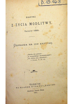 Kartki z życia modlitwy 1891 r