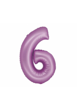 Balon foliowy Smart cyfra 6 lawendowy matowy 76cm