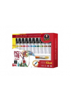 Farby akrylowe 12 kolorów tuba 12ml zestaw NOSTER
